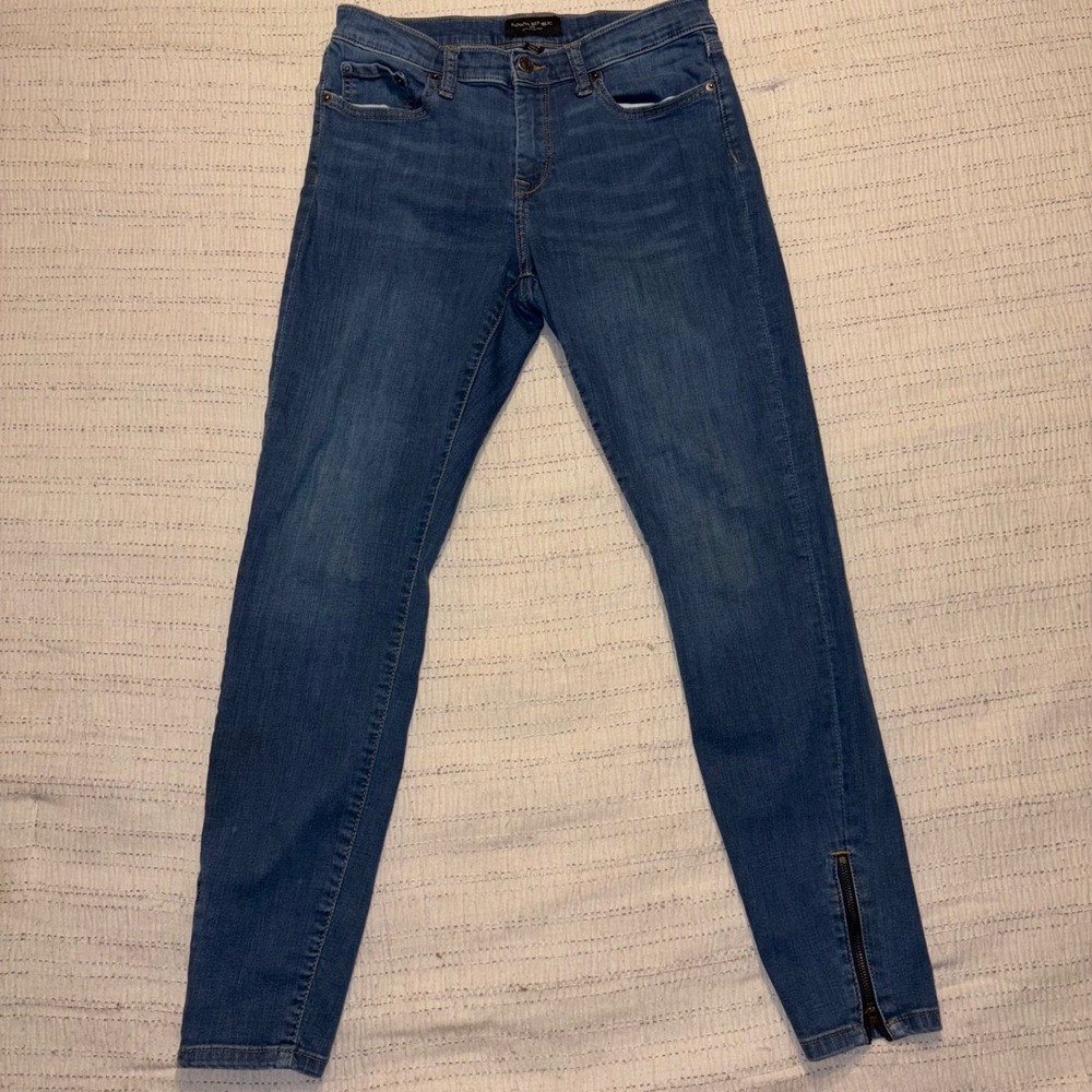 Banana Republic Sculpt Skinny Jeans Blue Ankle Zip Denim Womens 28/6 Medium Wash